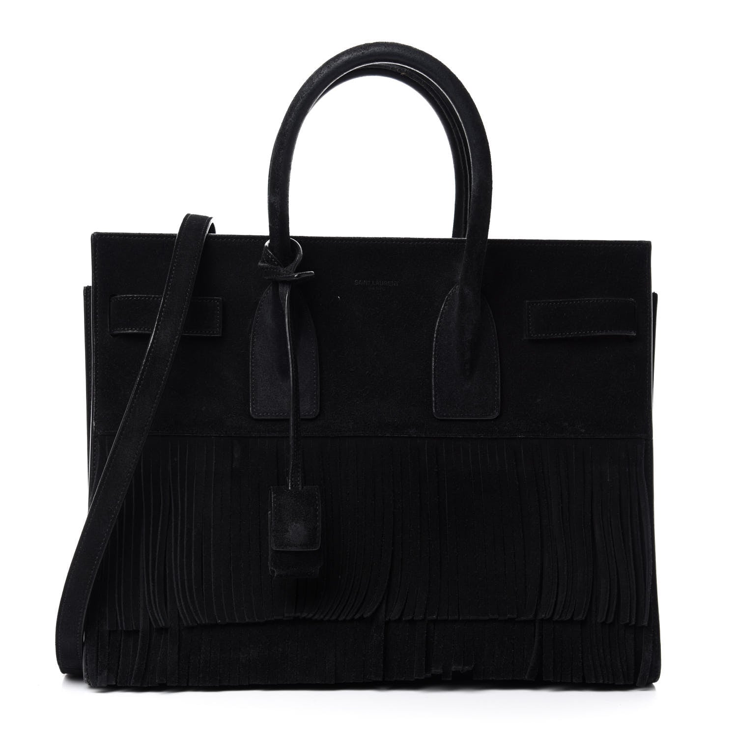 Saint Laurent Suede Fringe Small Sac De Jour Black 1 of 17