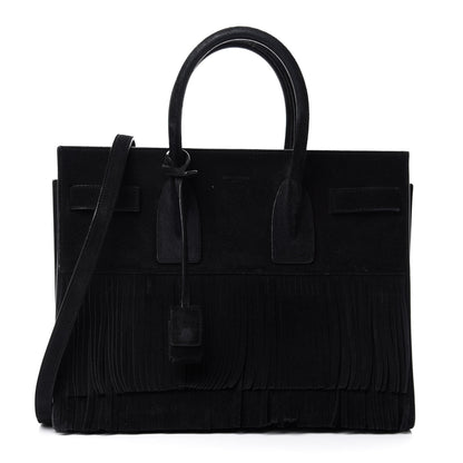 Saint Laurent Suede Fringe Small Sac De Jour Black 1 of 17