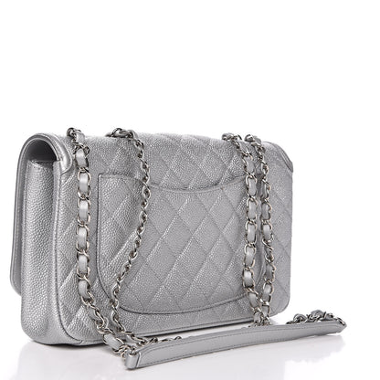 Chanel Metallic Caviar Quilted Medium CC Filigree Flap Silver 3 of 12