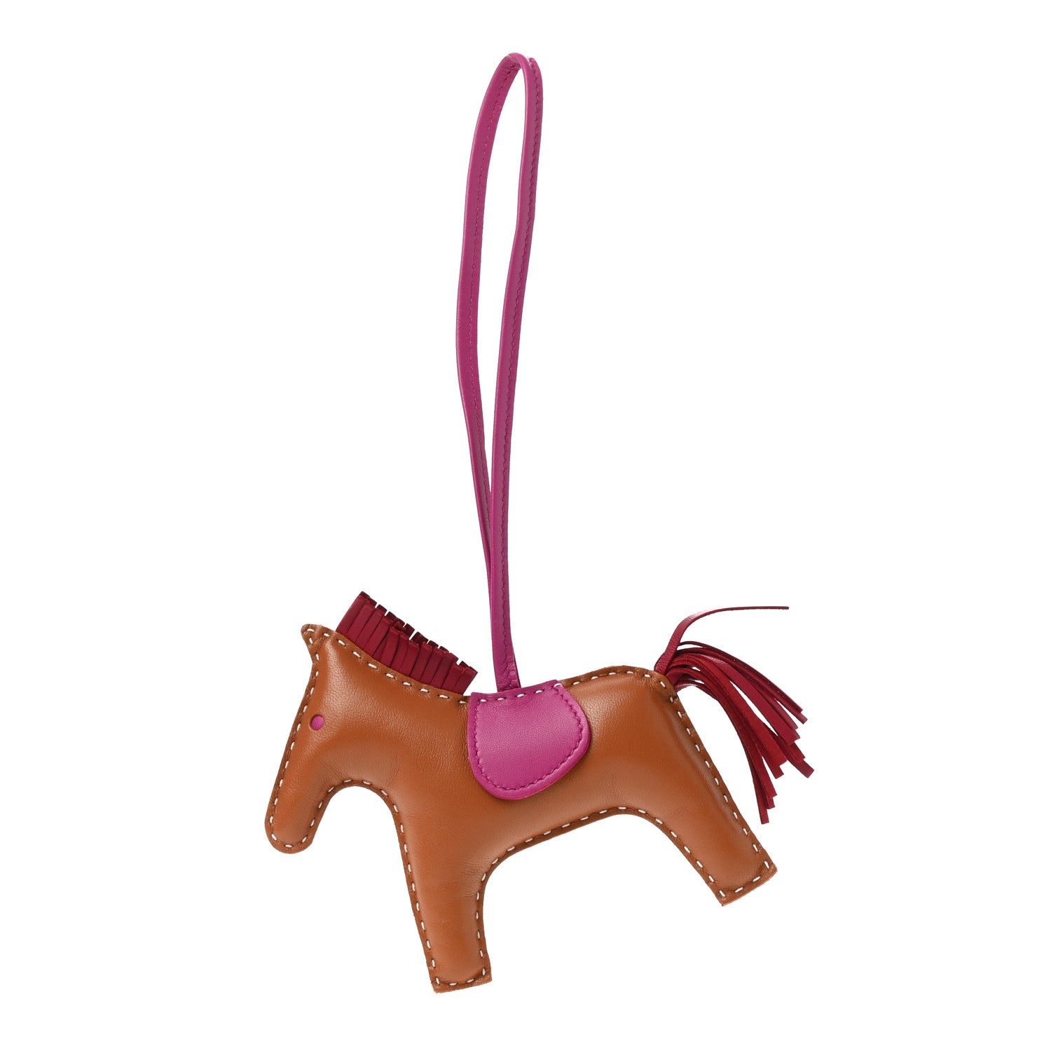 Hermes Milo Lambskin Grigri Rodeo Horse Bag Charm Gold Rubis Rose Pourpre 1 of 4