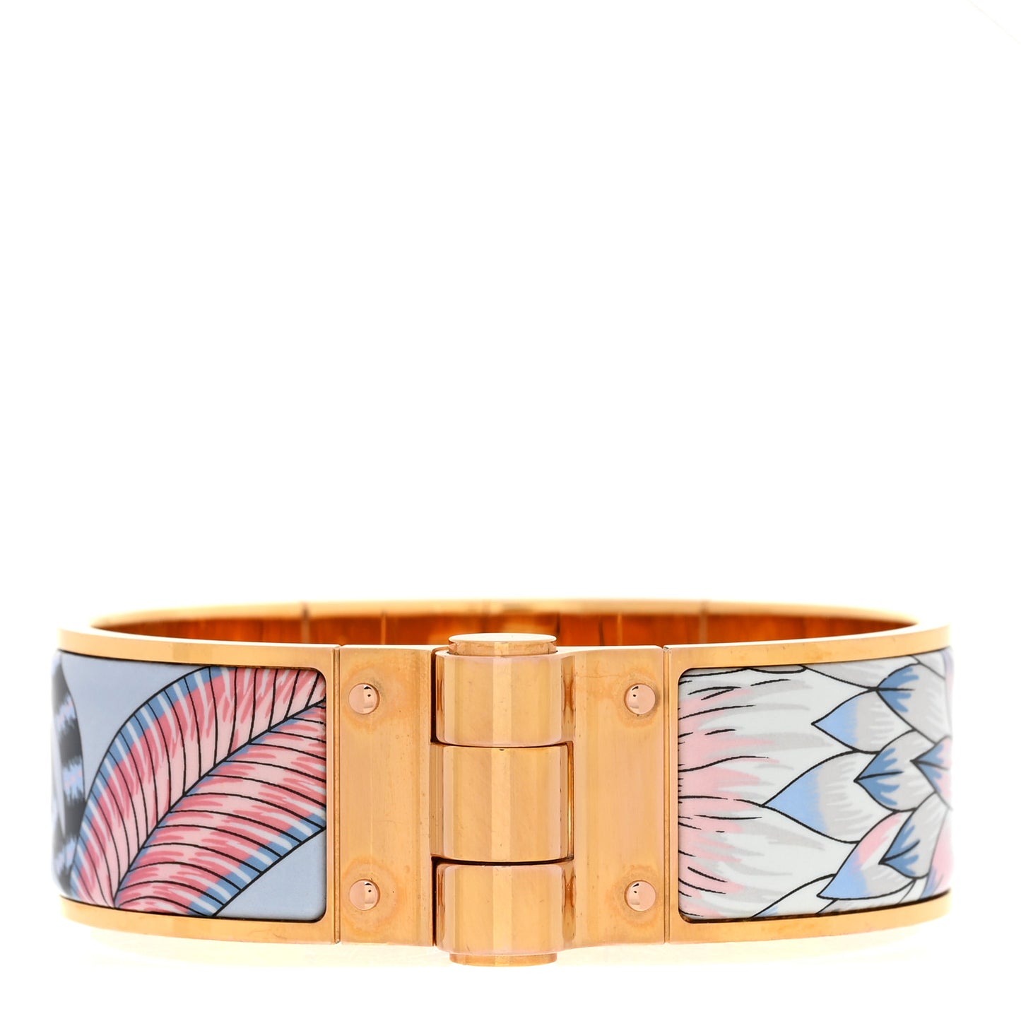 Enamel Printed Wide Charniere Savana Dance Hinged Bracelet GM Arts and Crafts