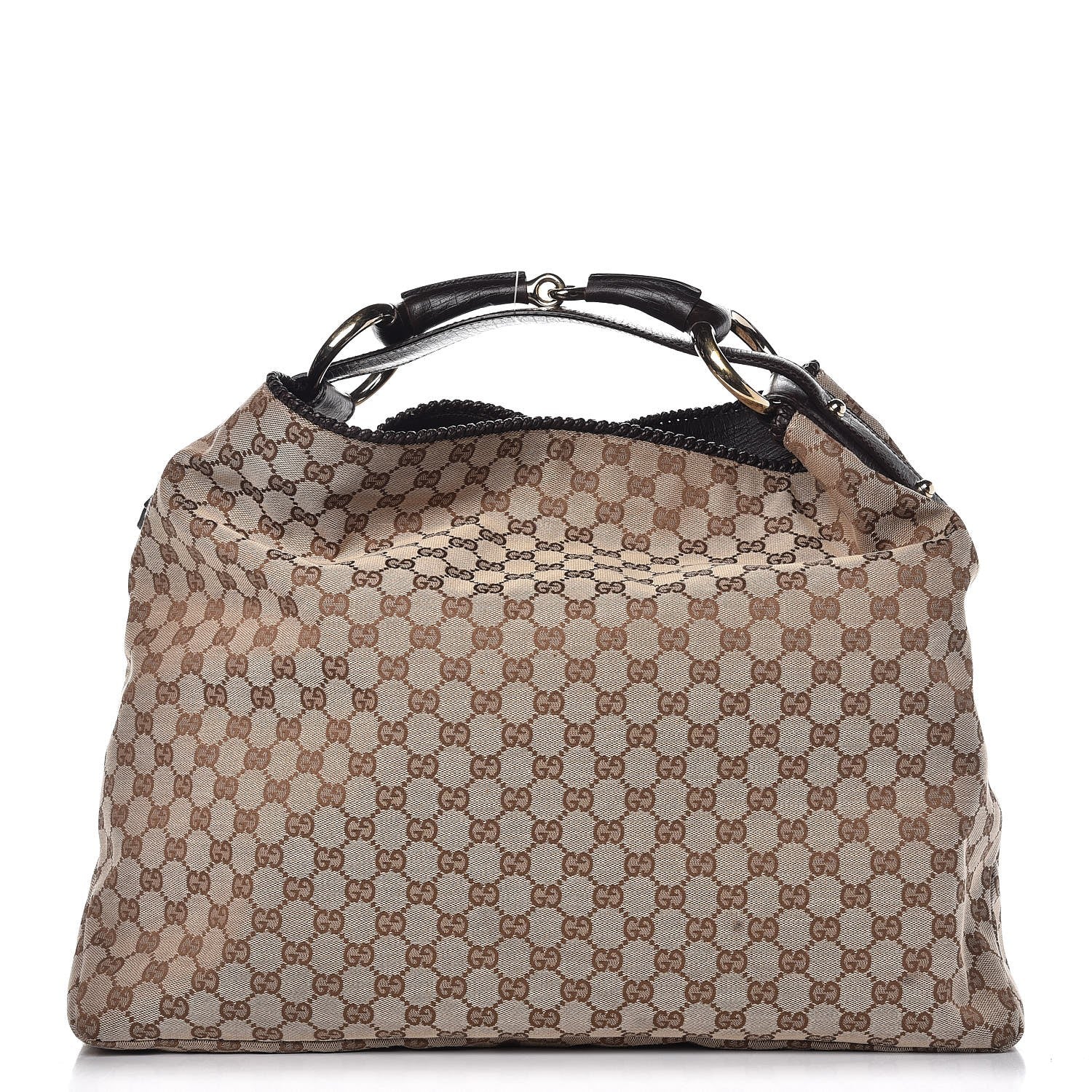 Gucci Monogram Large Horsebit Chain Hobo Dark Brown 1 of 11