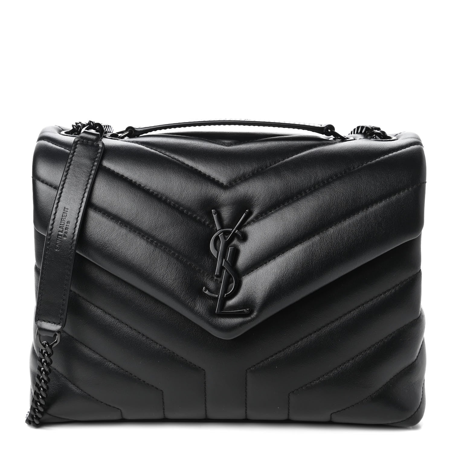 Saint Laurent Calfskin Y Quilted Monogram Small Loulou Chain Satchel Black 1 of 10