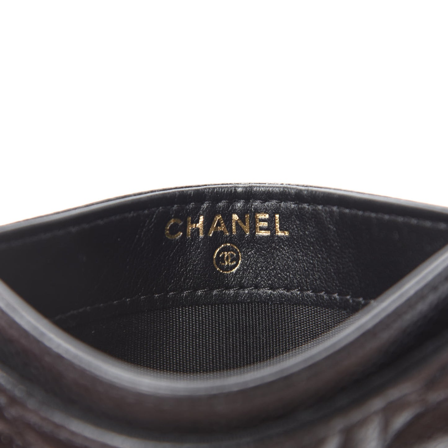 Caviar Camellia Embossed Card Holder Black