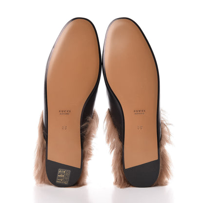 Gucci Calfskin Fur Womens Princetown Slippers 39 Black 5 of 8