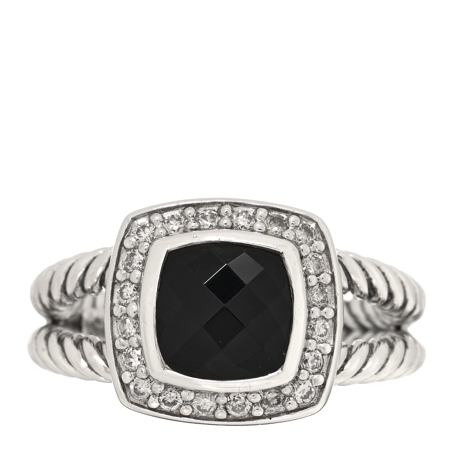 Sterling Silver Diamond Black Onyx 7mm Petite Albion Ring 48 4.5