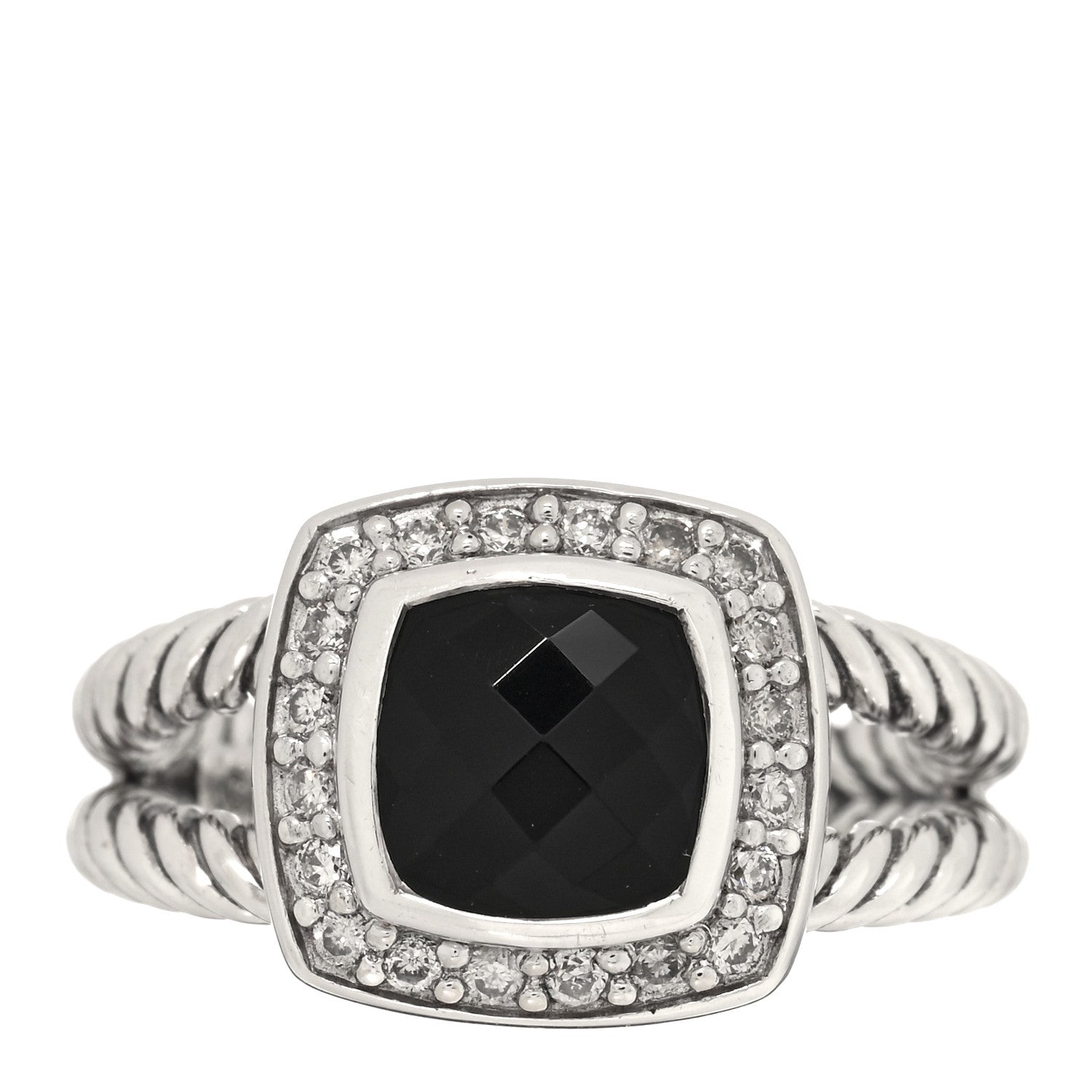 David Yurman Sterling Silver Diamond Black Onyx 7mm Petite Albion Ring 48 4.5 1 of 4