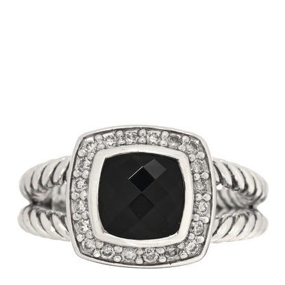David Yurman Sterling Silver Diamond Black Onyx 7mm Petite Albion Ring 48 4.5 1 of 4