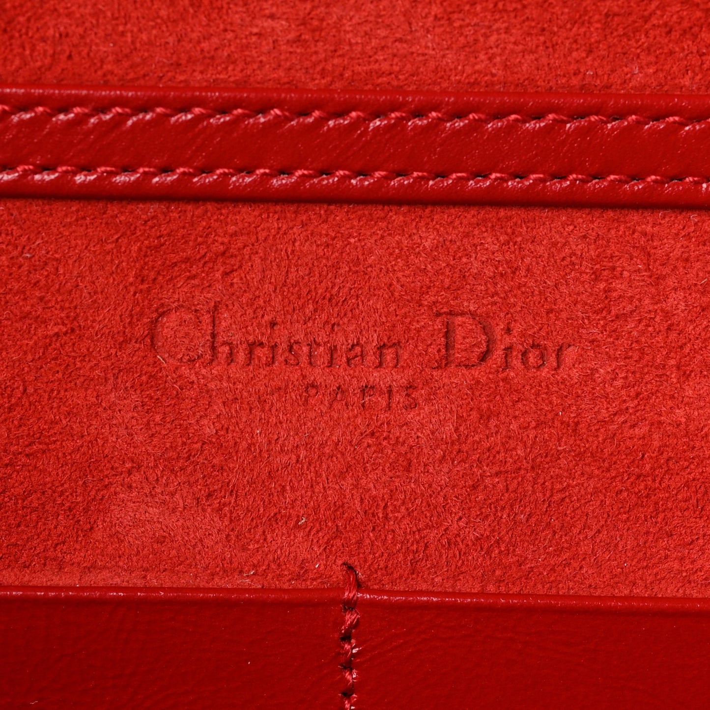 Crinkled Calfskin Diorama Wallet on Chain Pouch Red