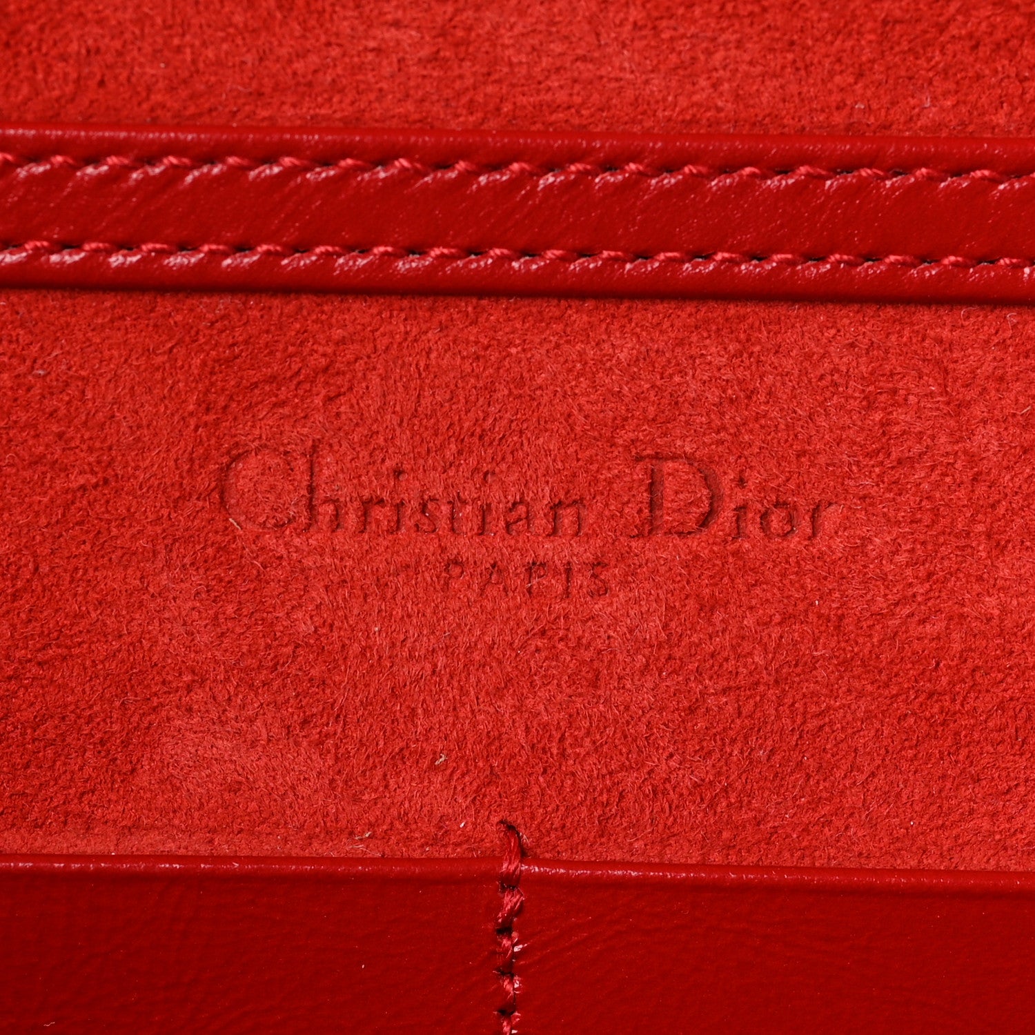 Christian Dior Crinkled Calfskin Diorama Wallet on Chain Pouch Red 5 of 8