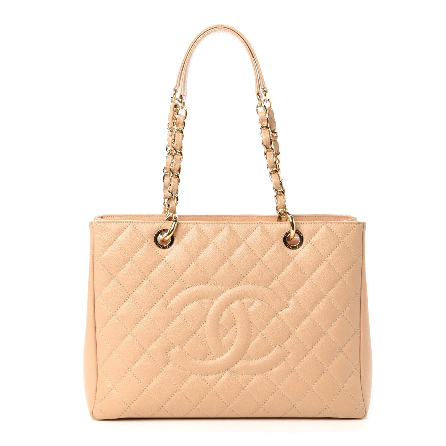 Caviar Quilted Grand Shopping Tote GST Beige Clair