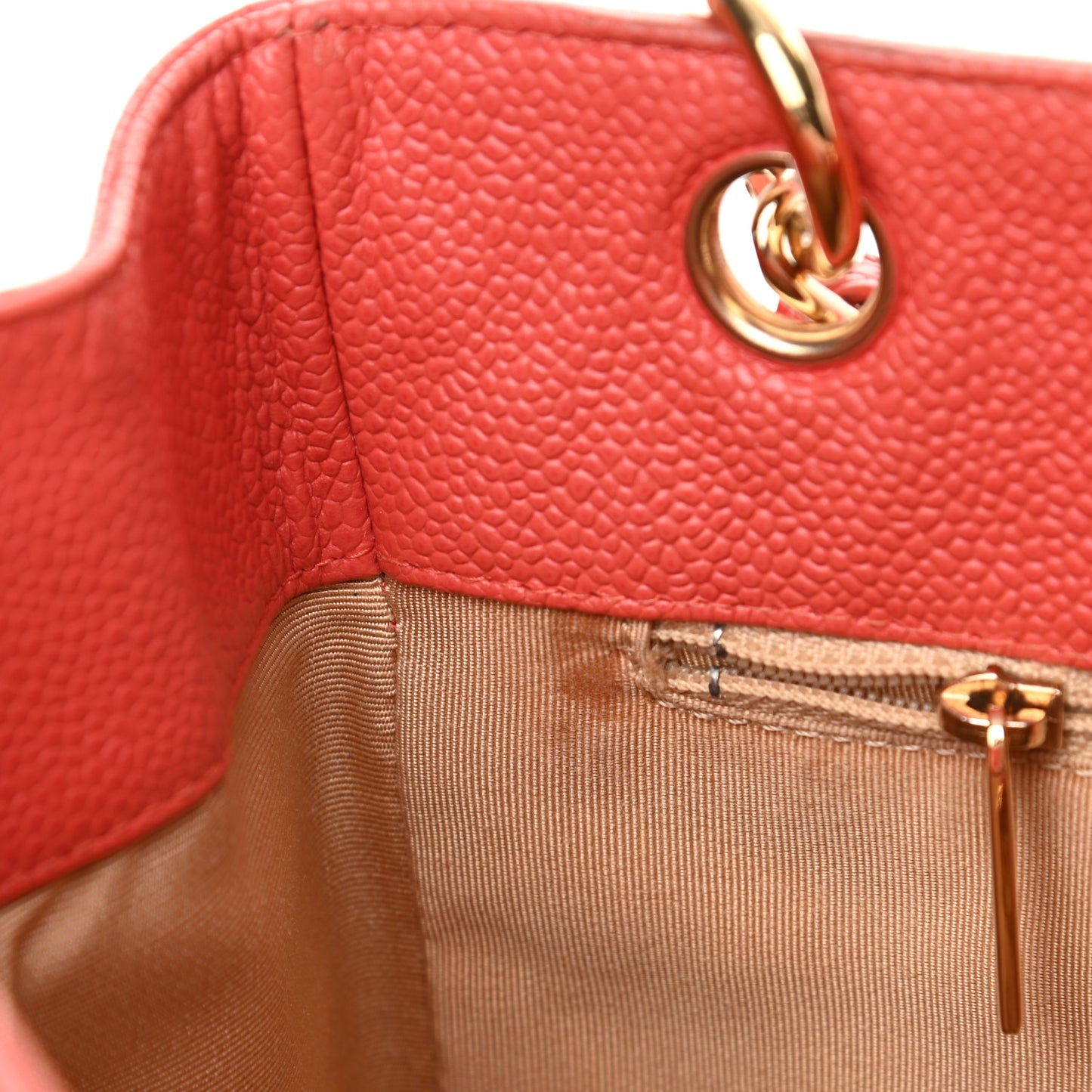 Caviar Quilted Petit Shopping Tote PST Orange