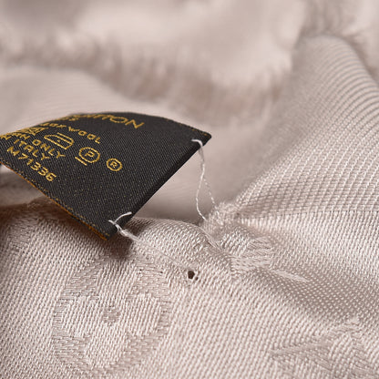 Louis Vuitton Wool Silk Monogram Shawl Beige 4 of 5
