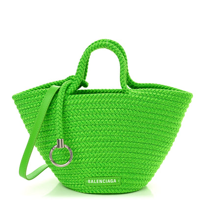 Balenciaga Nylon Lambskin Woven Small Ibiza Basket With Strap Green 1 of 11