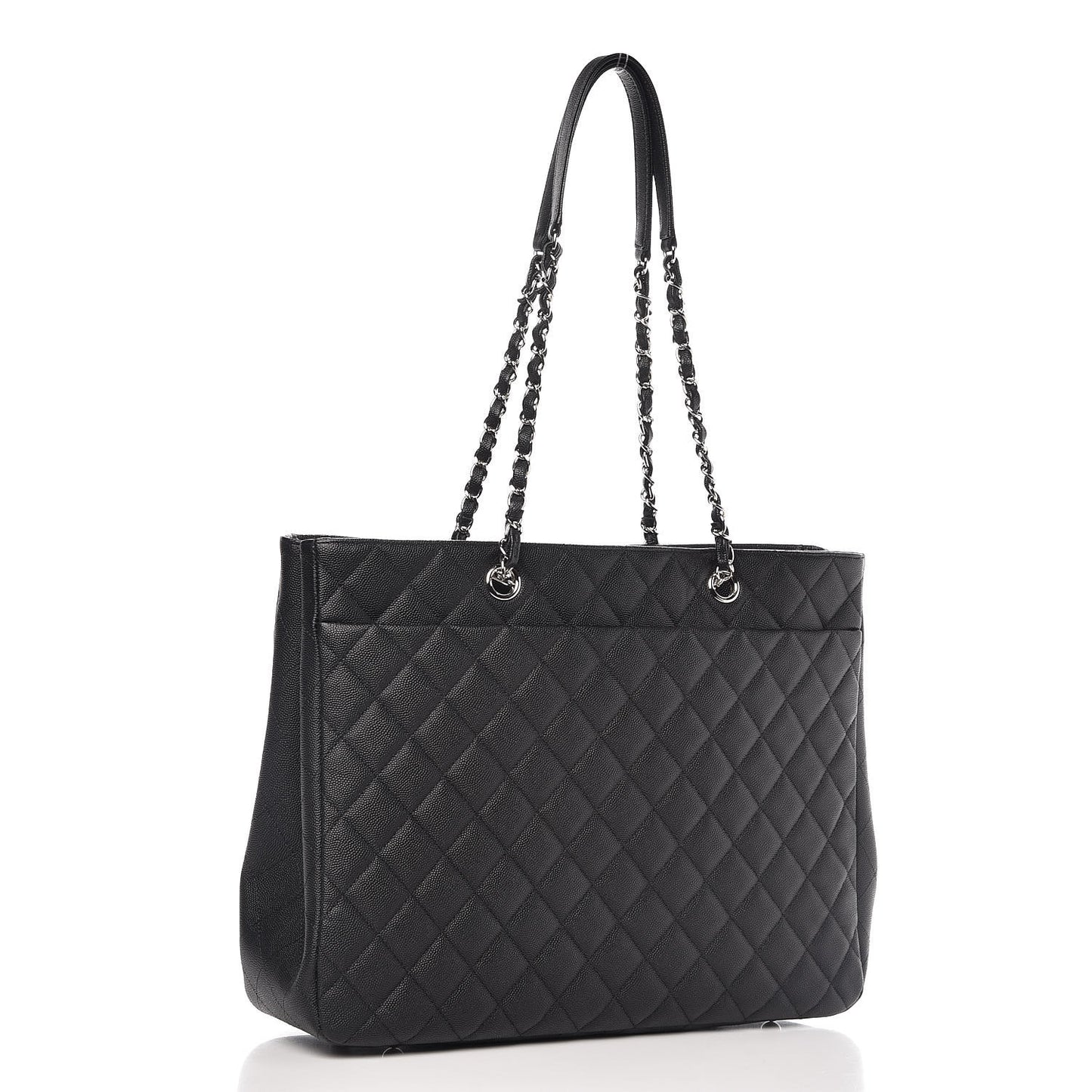 Caviar Quilted Large Shopping Tote Black
