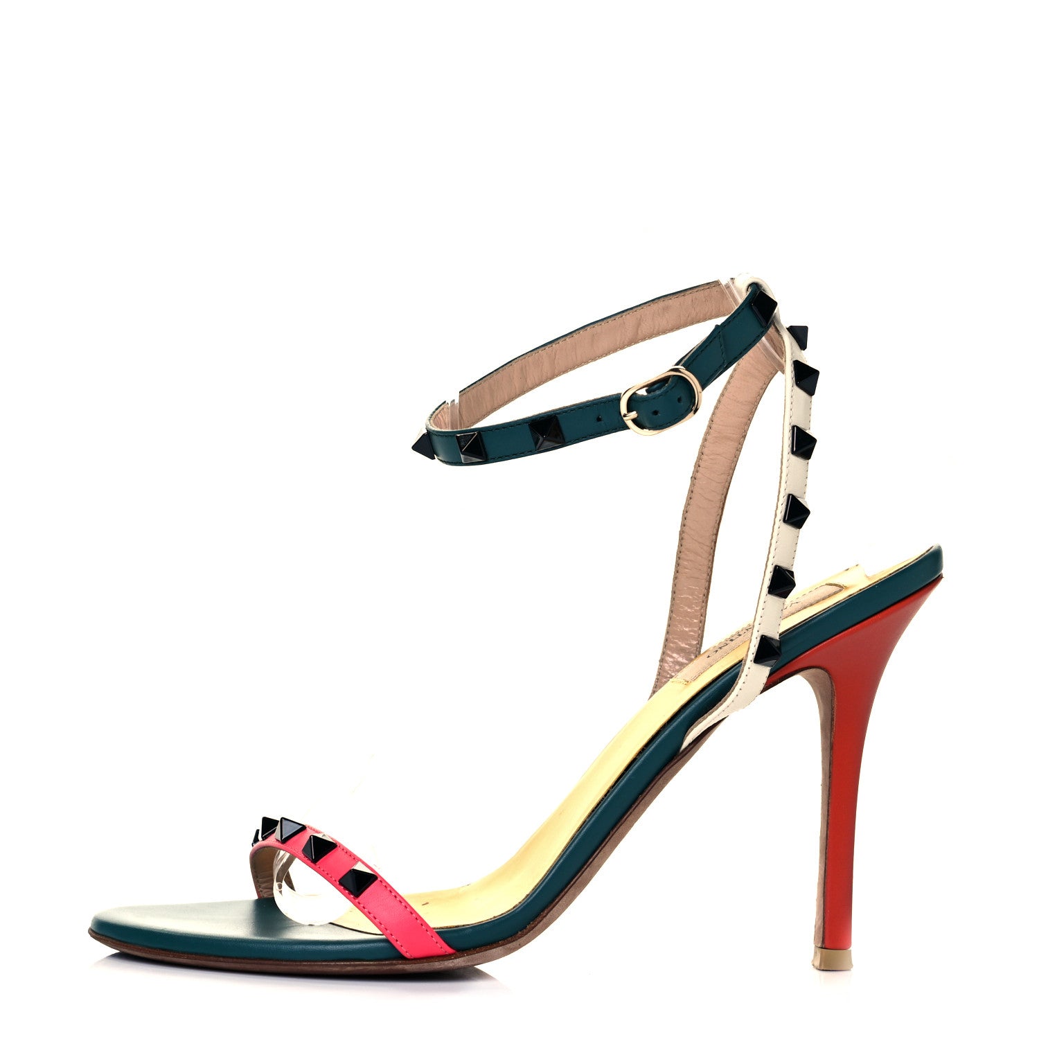 Valentino Garavani Calfskin Rockstud Ankle Strap 100mm Sandals 36 Multicolor 1 of 8