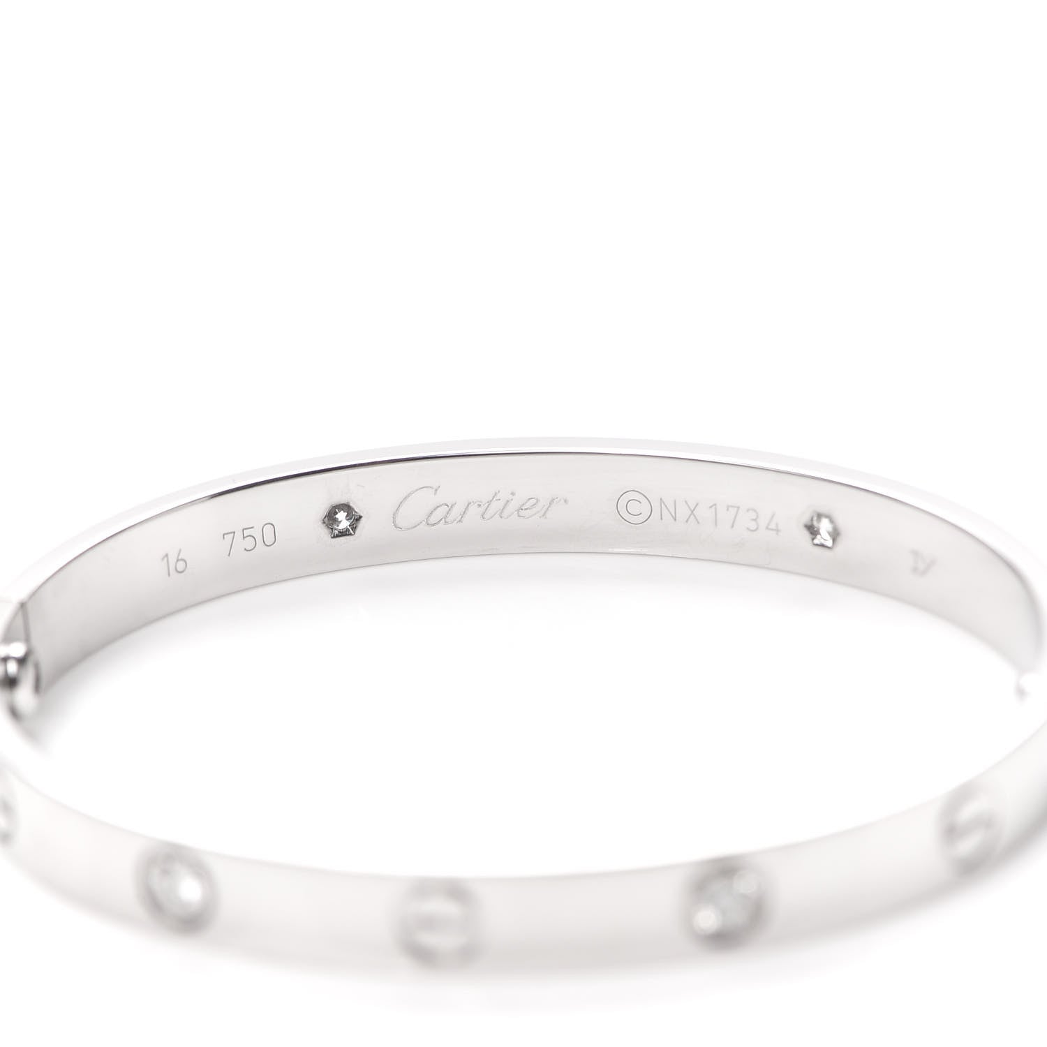 Cartier 18K White Gold 4 Diamond LOVE Bracelet 16 5 of 7