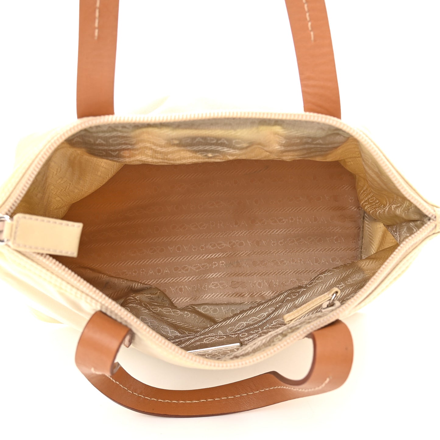 Tessuto Nylon Calfskin Tote Beige