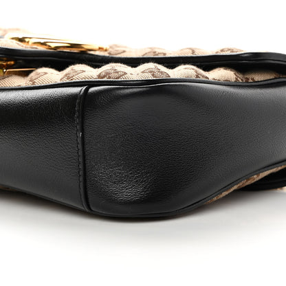 Gucci Monogram Matelasse Diagonal Small GG Marmont Shoulder Bag Beige Black 10 of 15