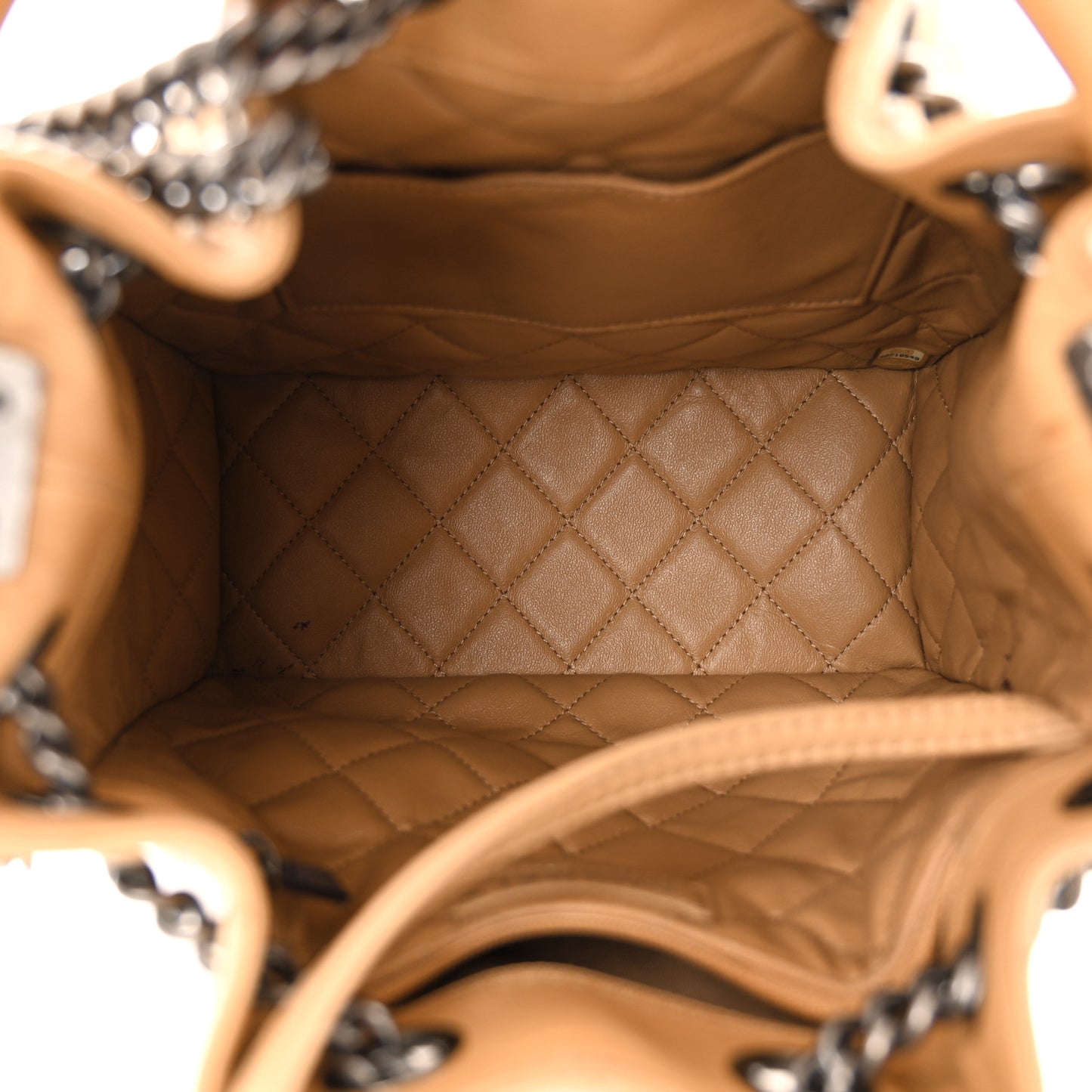 Calfskin Stitched Medium Urban Luxury Drawstring Backpack Beige