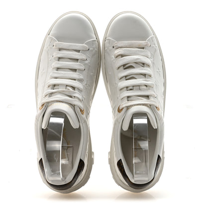 Louis Vuitton Lambskin Embossed Monogram Time Out Sneakers 40 White 2 of 9