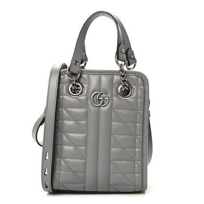 Gucci Calfskin Matelasse Chevron Mini GG Marmont Tote Grey 1 of 9