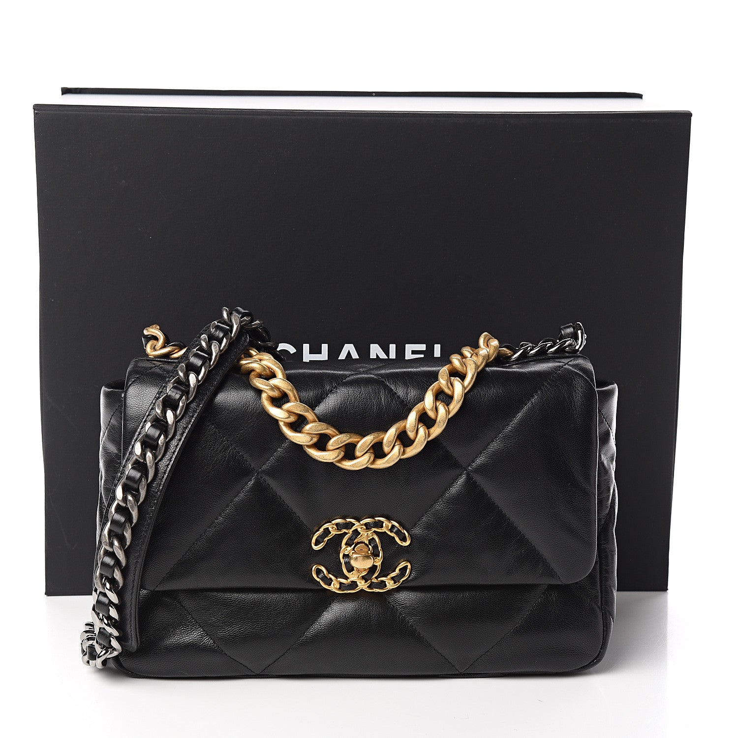 Chanel Lambskin Quilted Medium 19 Flap Black 10 of 10