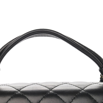 Chanel Lambskin Quilted Small Handle Tied Top Handle Flap Black 15 of 15