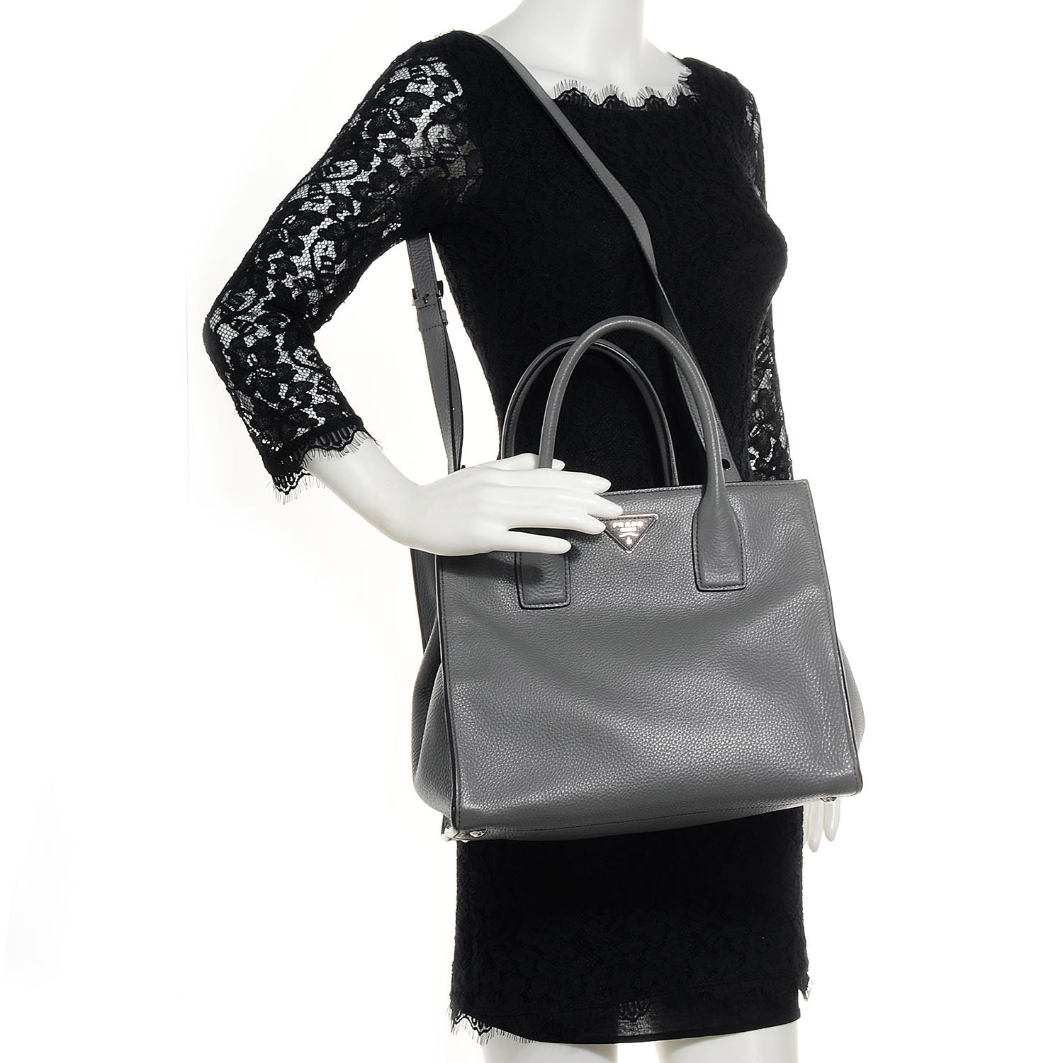 Prada Vitello Daino Shopping Tote Marmo 2 of 9
