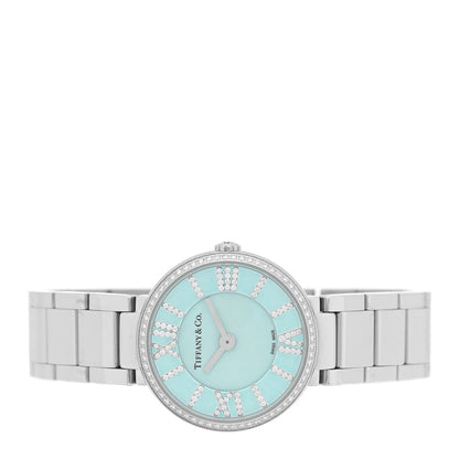 Tiffany Stainless Steel Diamond Bezel 24mm Atlas 2-Hand Quartz Watch Ice Blue 2 of 4