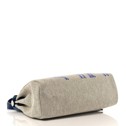 Hermes Vache Hunter Toile H Brides de Gala Herbag Zip Retourne 31 PM Bleu De France Ecru Black 5 of 18