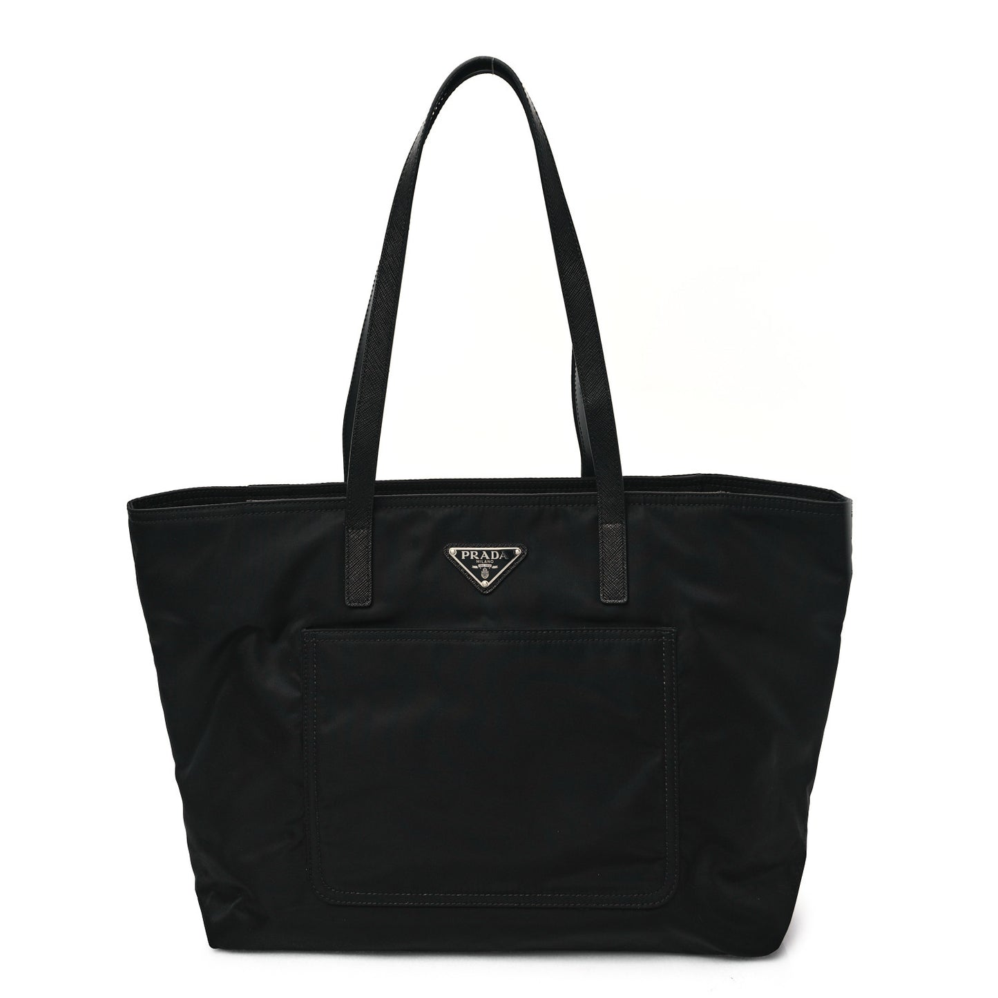 Tessuto Nylon Saffiano Shopping Tote Black