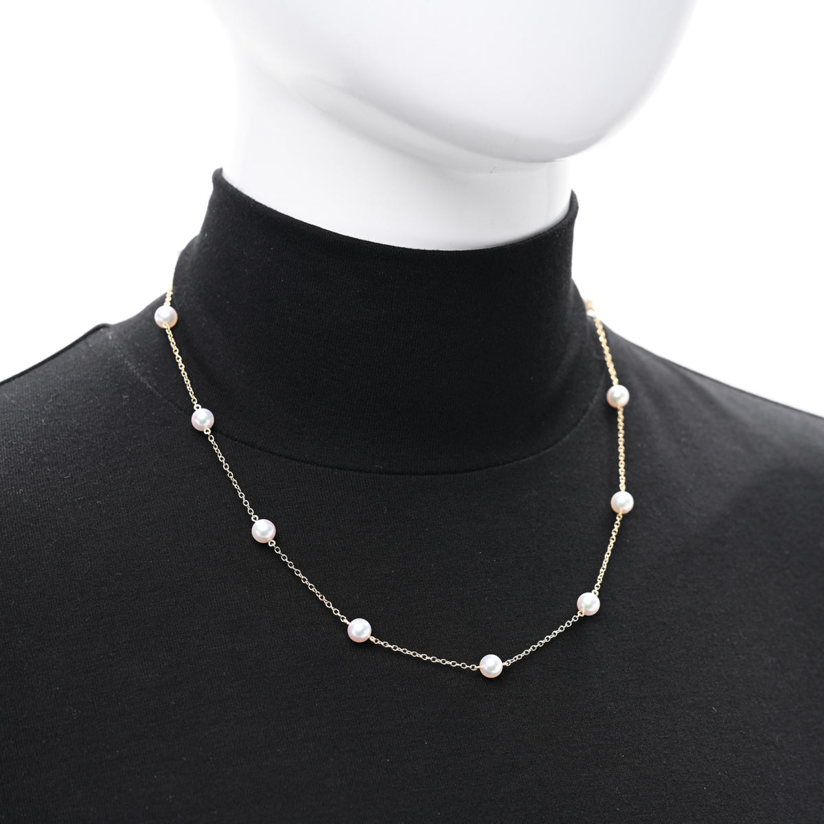 Mikimoto 18K Yellow Gold Akoya Pearl 5.5-6mm Station Necklace 2 of 5