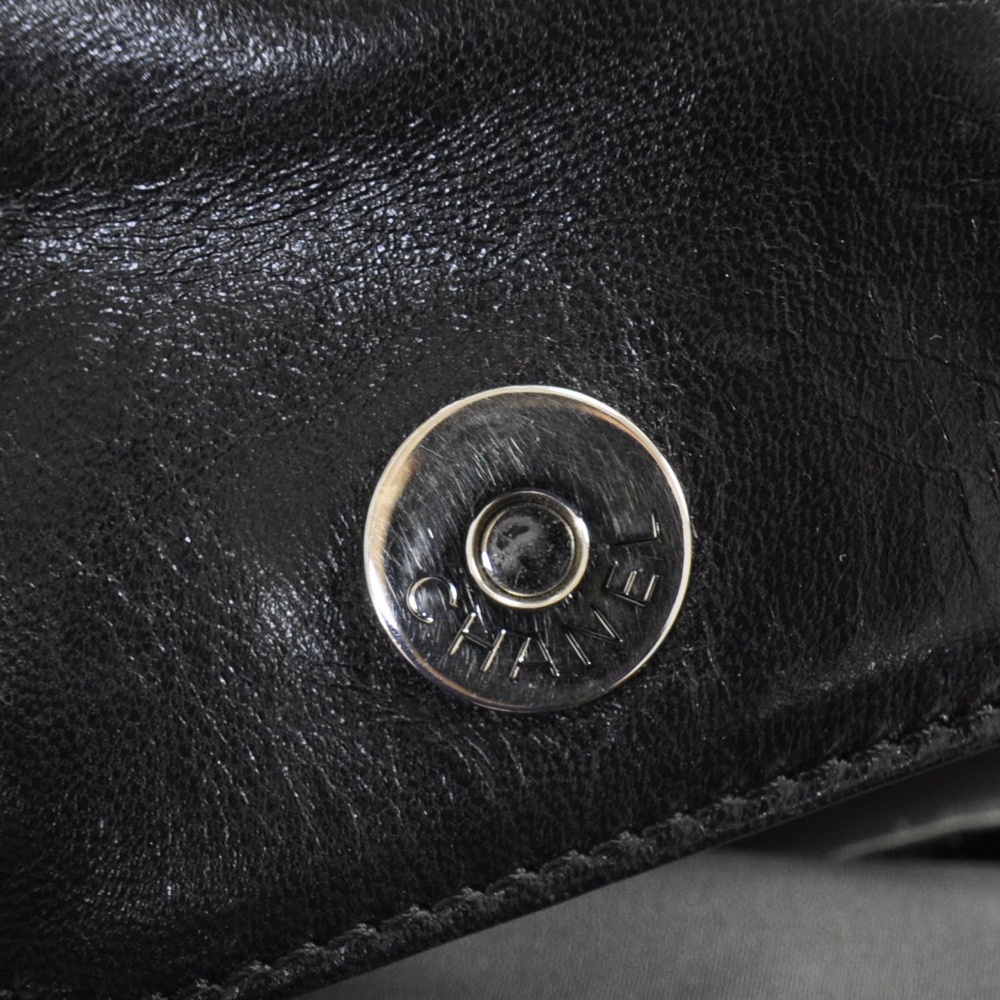 Leather Square Stitched Lax Shopping Tote Black