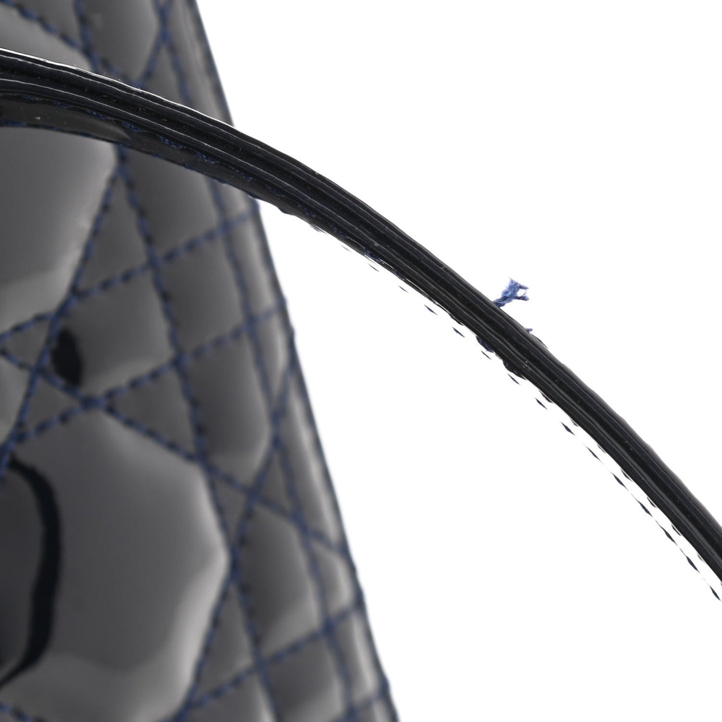 Patent Cannage Medium Lady Dior Navy Blue