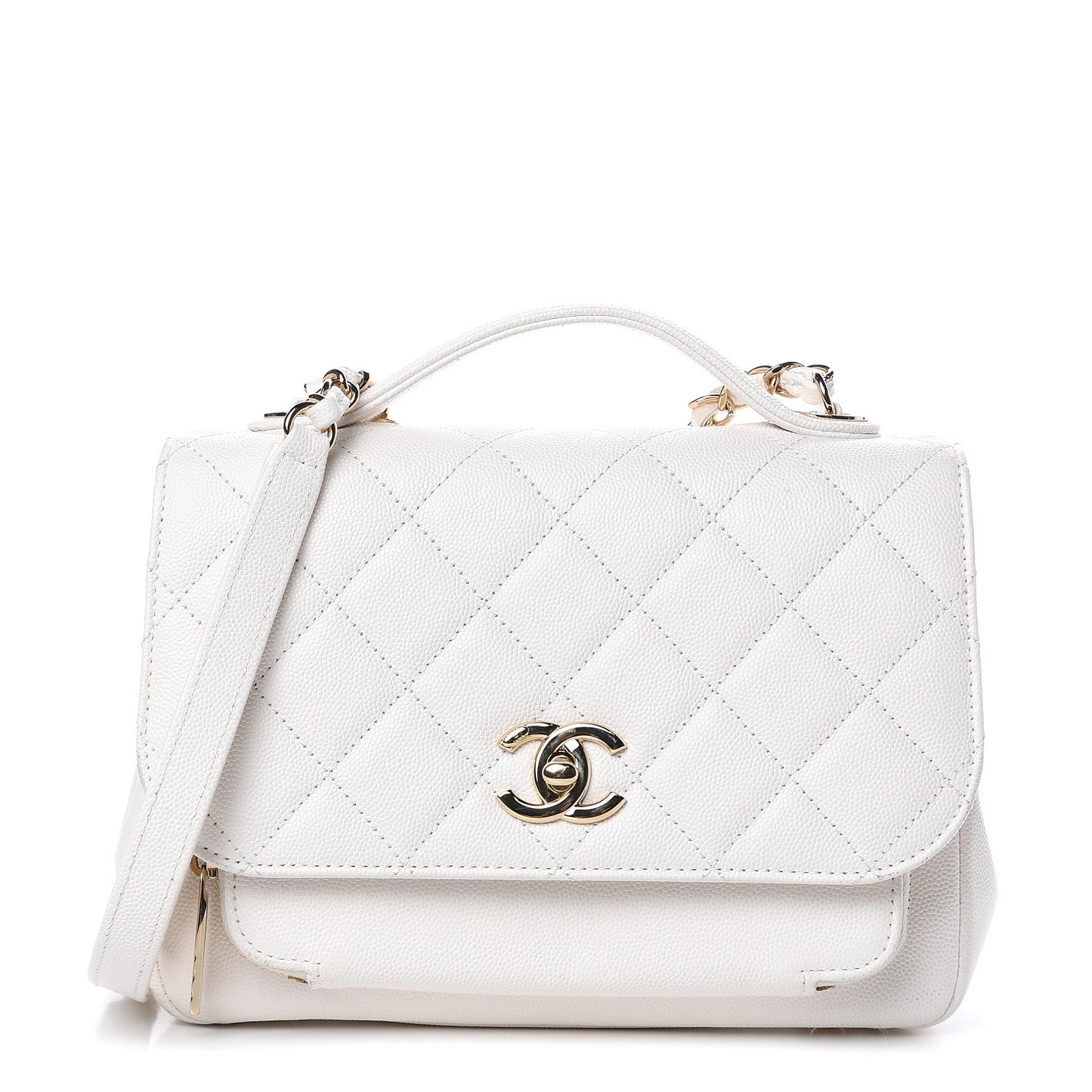 Caviar Quilted Medium Business Affinity Flap White