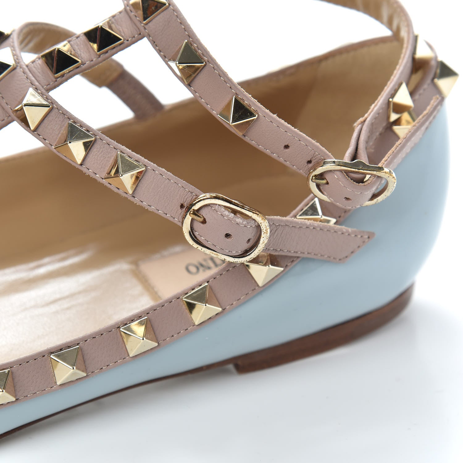 Valentino Garavani Patent Nappa Rockstud Cage Ballerina Flats 39 Sky Sorbet Poudre 8 of 9