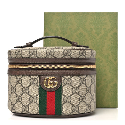Gucci GG Supreme Monogram Textured Calfskin Web Ophidia Vanity Cosmetic Case Beige Ebony New Acero 11 of 11