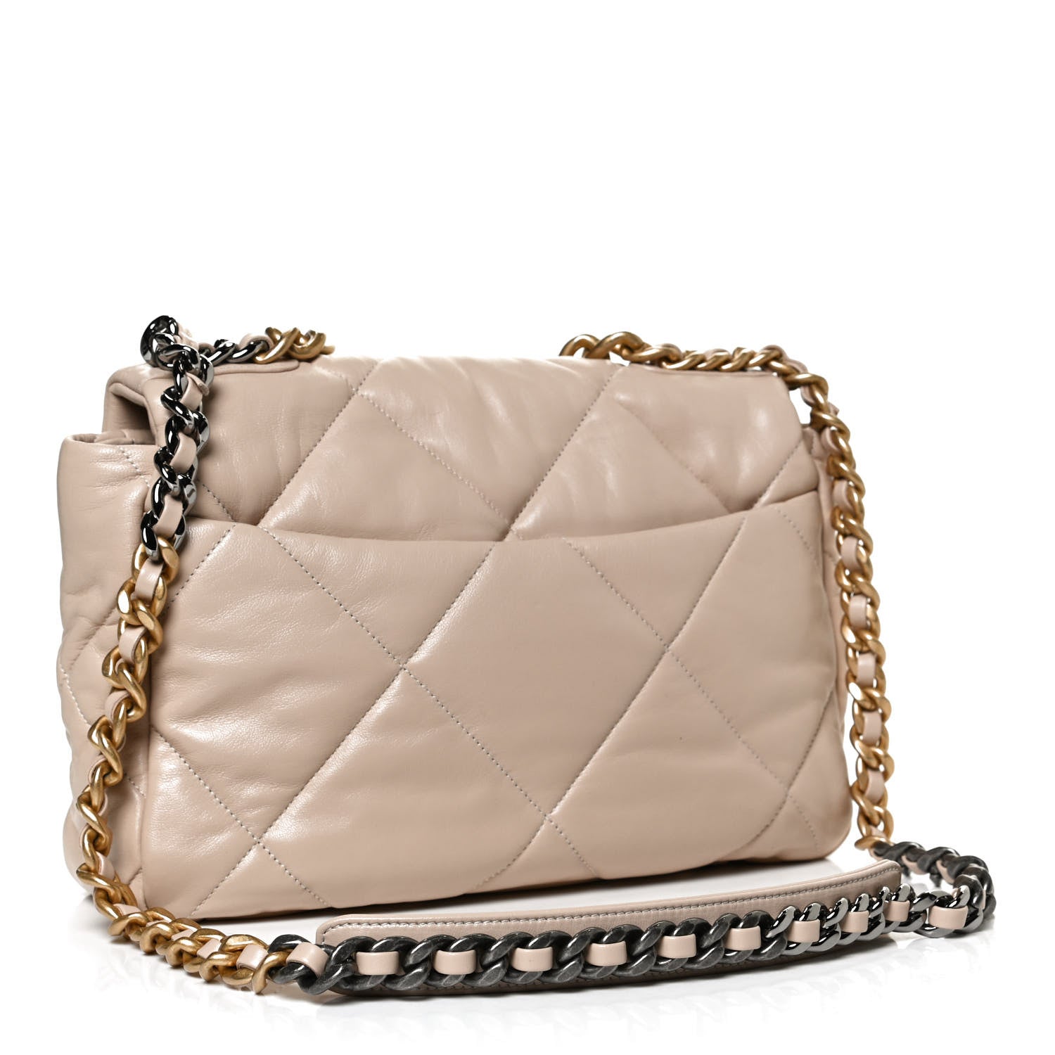 Chanel Lambskin Quilted Large Chanel 19 Flap Beige 3 of 10
