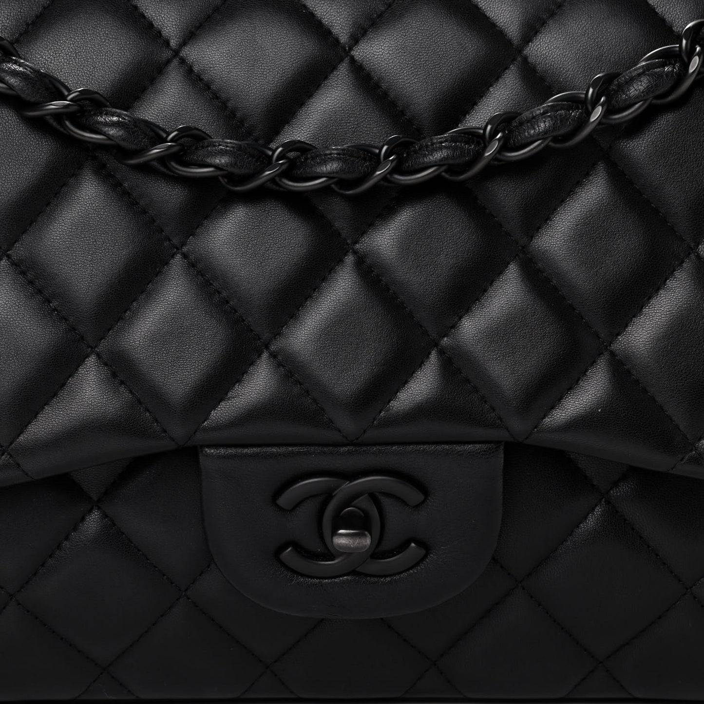 Lambskin Quilted Jumbo Double Flap So Black