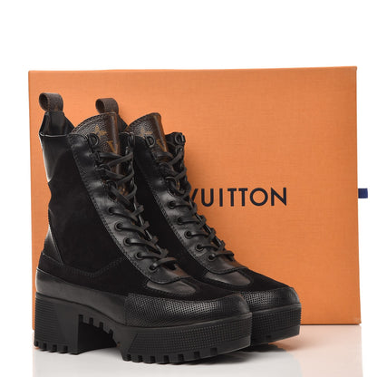 Louis Vuitton Suede Calfskin Laureate Platform Desert Boots 36 Black 11 of 11