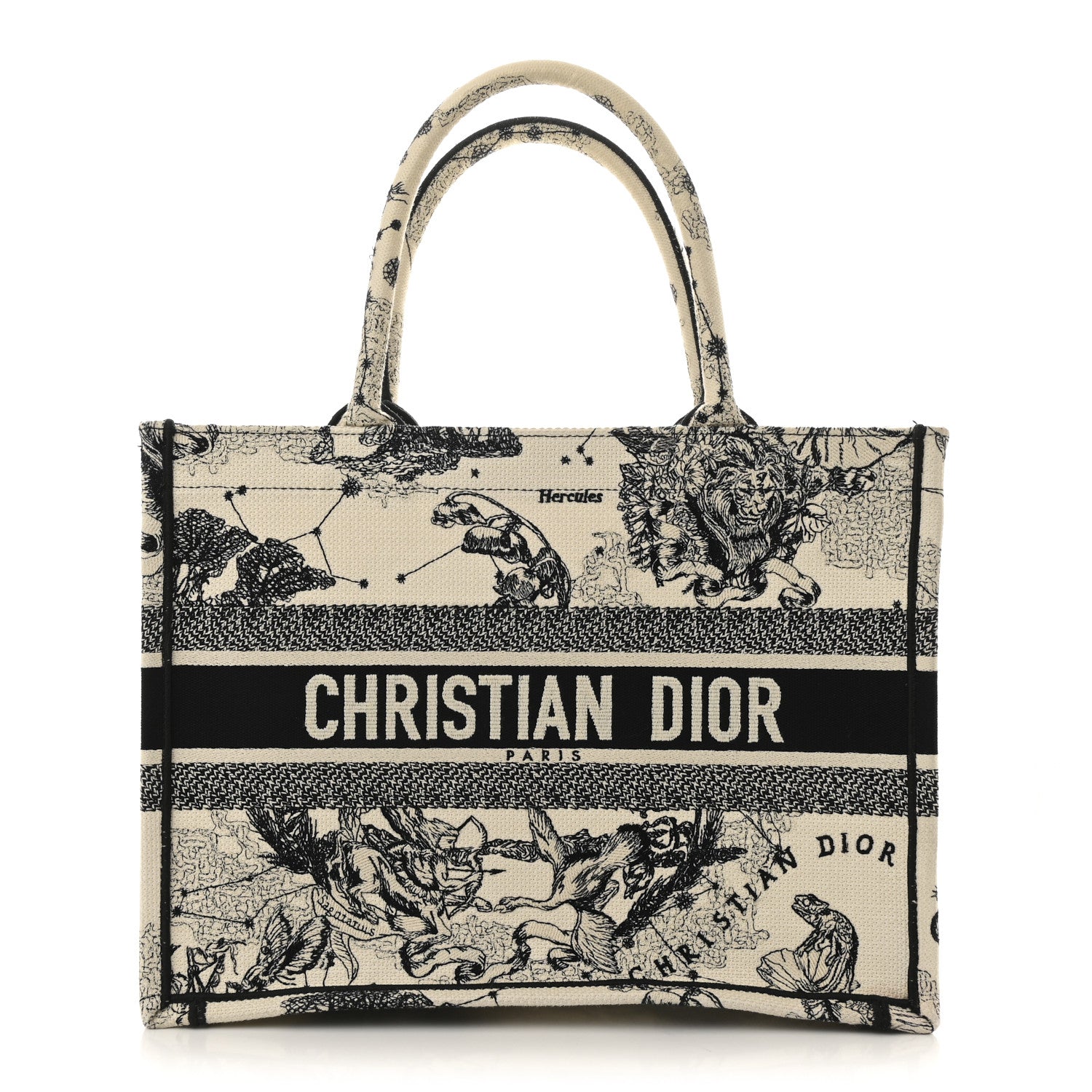 Christian Dior Canvas Zodiac Toile De Jouy Embroidered Medium Book Tote Latte 1 of 13