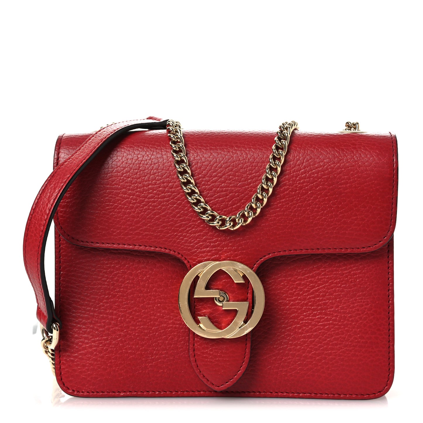 Dollar Calfskin Small Interlocking G Shoulder Bag Red