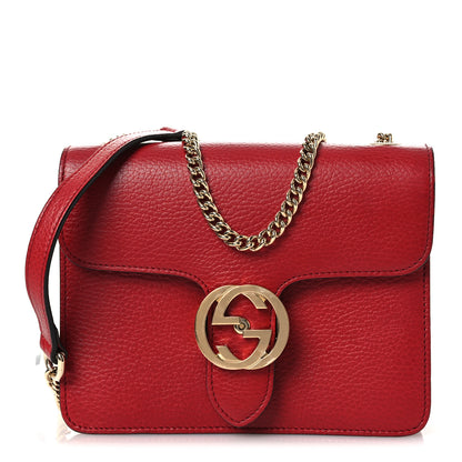 Gucci Dollar Calfskin Small Interlocking G Shoulder Bag Red 1 of 13