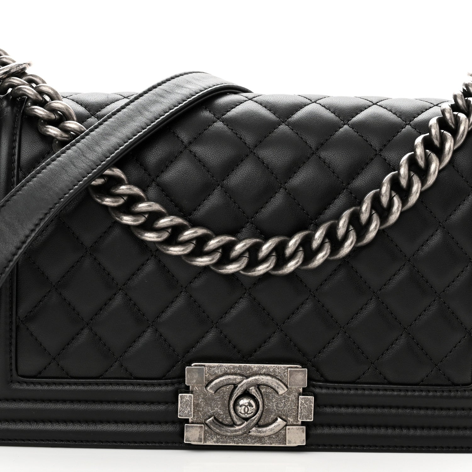 Chanel Lambskin Quilted Medium Boy Flap Black 8 of 11