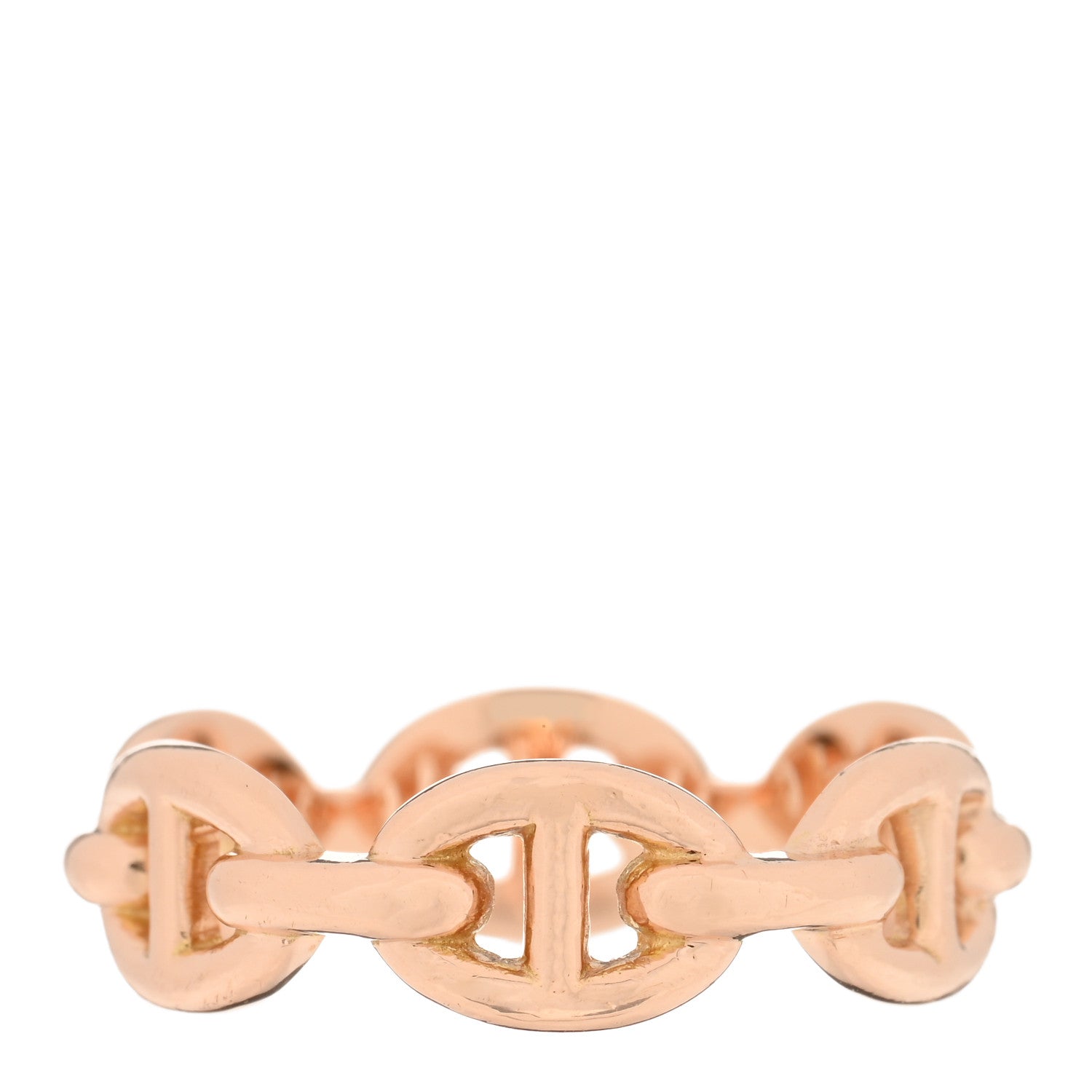 Hermes 18K Rose Gold PM Chaine D'Ancre Enchainee Ring 53 6.25 1 of 5