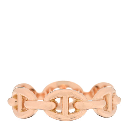 Hermes 18K Rose Gold PM Chaine D'Ancre Enchainee Ring 53 6.25 1 of 5