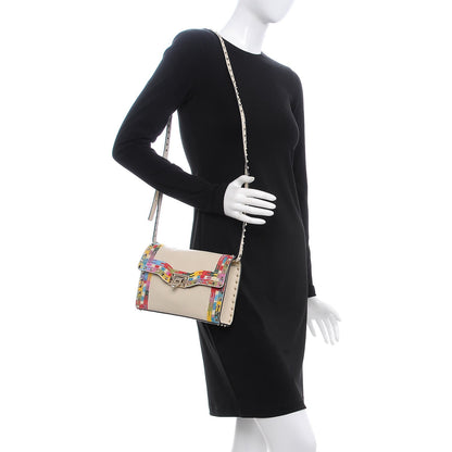 Valentino Garavani Pebbled Calfskin Embroidered Medium Rockstud Flip Lock Crossbody Bag Ivory 2 of 6