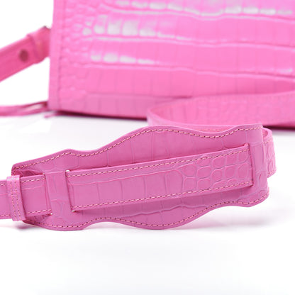 Balenciaga Shiny Supple Calfskin Crocodile Embossed Classic Silver Hardware Mini City Baby Pink 32 of 32