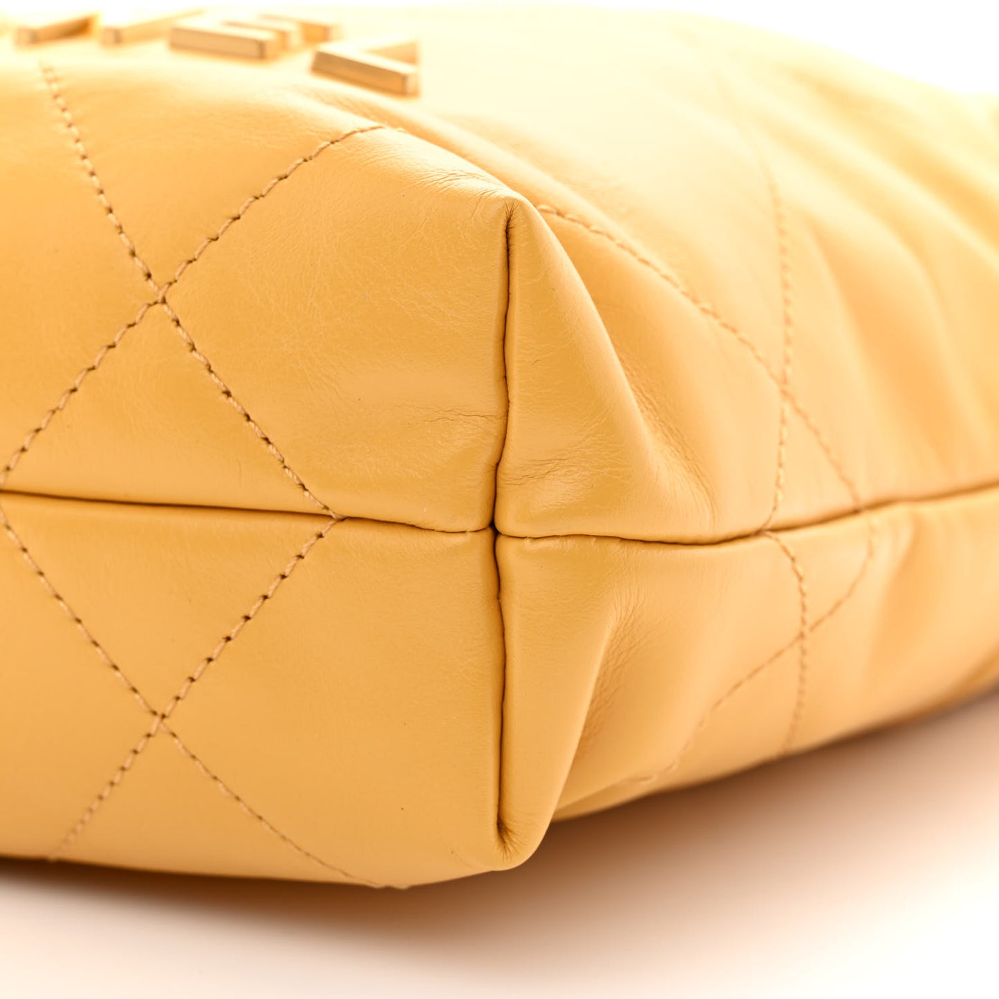 Shiny Calfskin Quilted Mini Chanel 22 Yellow